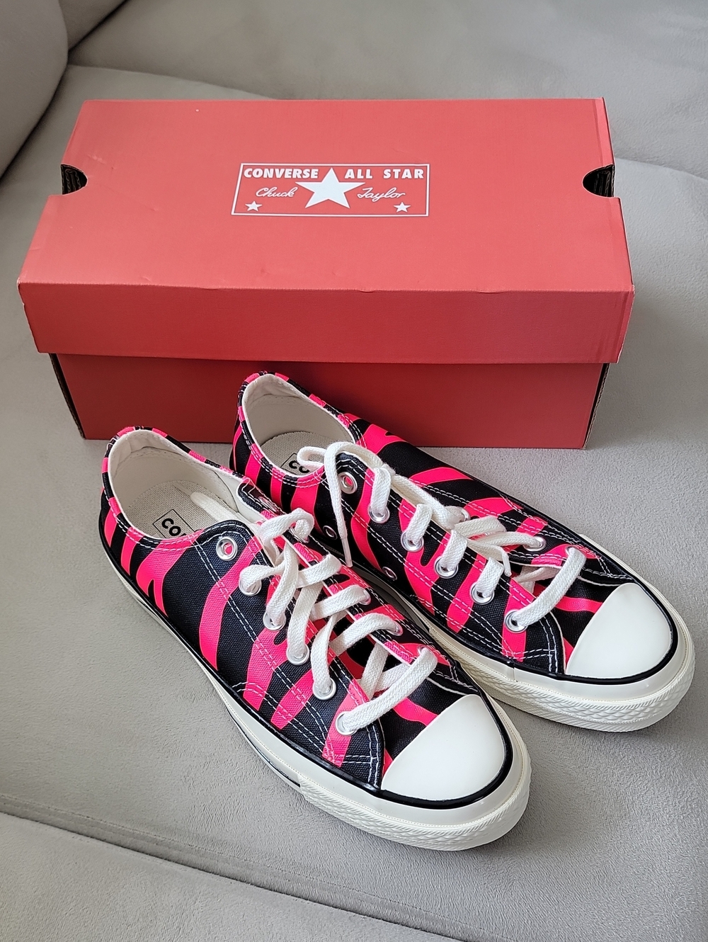 Converse 70 Ox Low Top Sneakers in Archived Hot Pink & Black Zebra Print